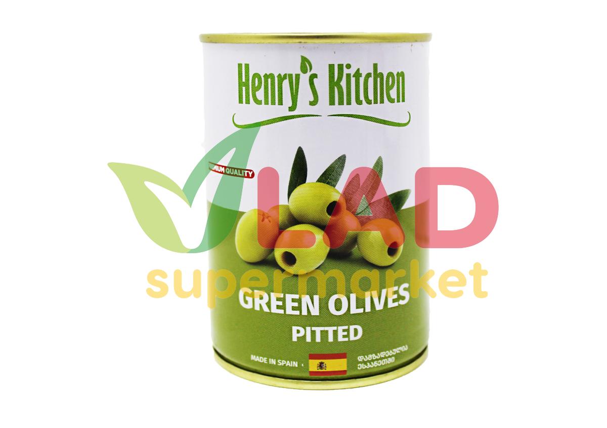 Консервированные продукты ОЛИВКИ Green pitted 425gr 95155 Henry's Kitchen